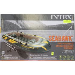 NEW SEAHAWK 4 PERSON BOAT WITH OARS AND PUMP