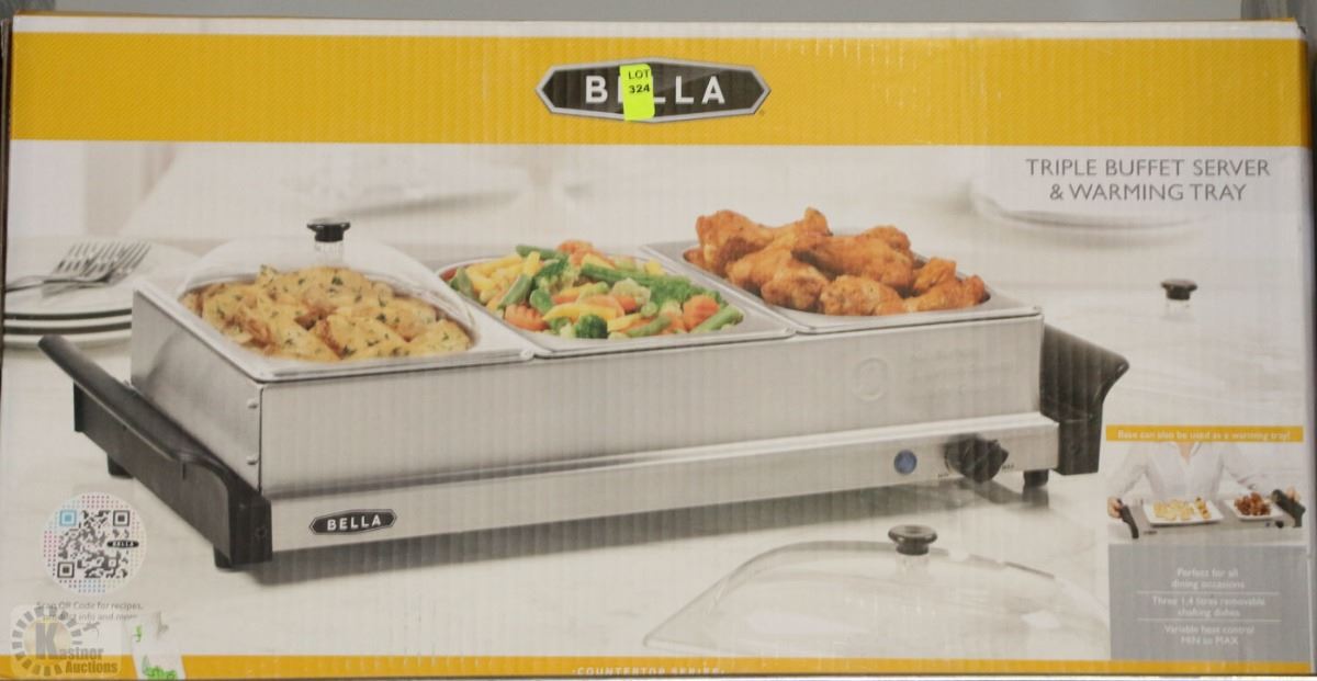 NEW BELLA TRIPLE BUFFET SERVER AND WARMING TRAY