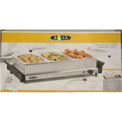 NEW BELLA TRIPLE BUFFET SERVER AND WARMING TRAY