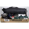 Image 1 : BOX OF CAMPING SUPPLIES,PROPANE STOVE,