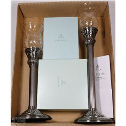 NEW FLAT OF PARTYLITE SATIN SILVER TAPER HOLDERS,