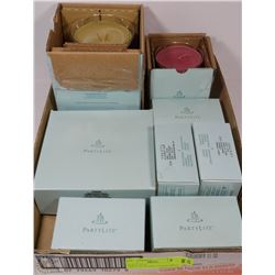 NEW FLAT OF PARTYLITE,HURRICANE&TRUMPETJAR CANDLES
