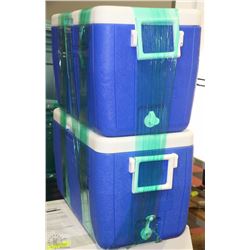 BUNDLE OF 2 LARGE BLUE COLEMAN COOLERS