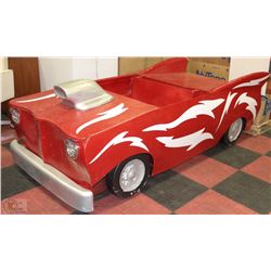 WOOD HANDMADE HOT ROD ON CASTORS