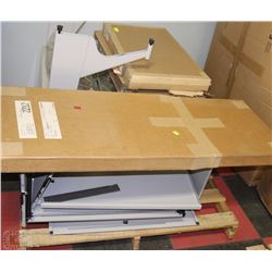 PALLET OF OFFICE MISC., ACCESSORY RAILS,SMALL DESK