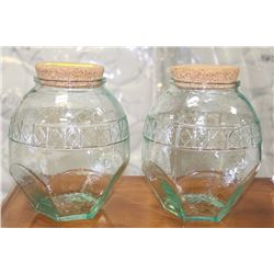 PAIR OF VINTAGE CORKTOP COOKIE JARS