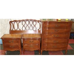 WOOD QUEEN SIZE HEADBOARD WITH RAILS