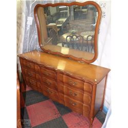 WOOD 9 DRAWER DRESSER WITH MIRROR