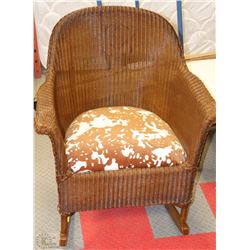 WOOD AND WICKER ROCKING CHAIR