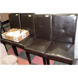 SET OF 4 BROWN HIGH-BACK LEATHERETTE