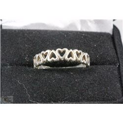 #18- .925 SILVER LOCKING HEARTS RING SIZE 9