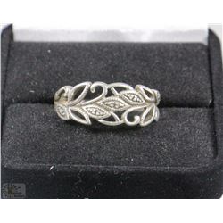 #16-VINTAGE .925 SILVER LEAF DESIGN RING SIZE 9.25