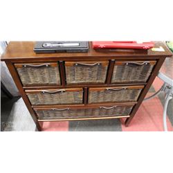 WOOD & WICKER 6 DRAWER DRESSER/CABINET