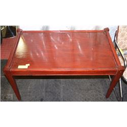RED CHERRY WOOD COFFEE TABLE 31"LX18.5WX17"H