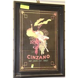 CINZANO TILE PICTURE OF A  GIRL 17"X21"
