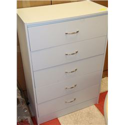 WHITE 5 DRAWER DRESSER