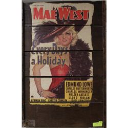 VINTAGE WINDOW COVER WITH MAE WEST POSTER