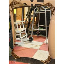 ESTATE MIRROR WITH CORNER BRASS ACCENTS