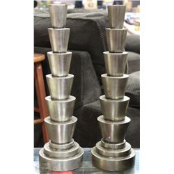 NEW PAIR OF SILVER LEAF DECORATIVE CANDLE HOLDERS