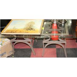LOT OF 2 METAL AND GLASS END TABLES 17"LX17"WX19"H