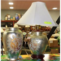 SILVER LEAF DECOR WITH MOON AND STARS LAMP &
