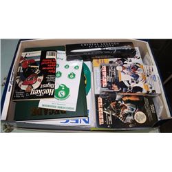 BOX OF SPORTS VHS AND COLLECTIBLES