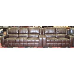 NEW BROWN LEATHERETTE RECLINING SOFA  AND LOVESEAT