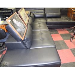NEW BLACK LEATHERETTE LIFT BACK SECTIONAL