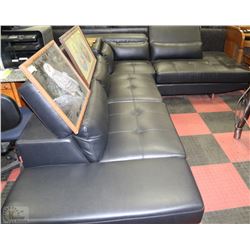 NEW BLACK LEATHERETTE LIFT BACK SECTIONAL