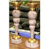 Image 1 : NEW PAIR OF CANDLE HOLDERS BROWN AND GOLD