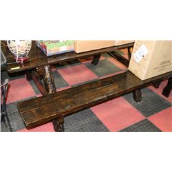 HANDMADE PICNIC TABLE WITH ROUND POST LEGS &