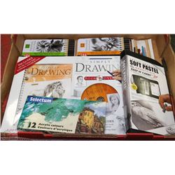 FLAT WITH ASSORTED ART SUPPLIES