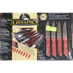 GRILLPRO 22 PIECE STAINLESS STEEL BARBECUE TOOL