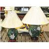 Image 1 : PAIR OF GREEN PORCELAIN LAMPS WITH SHADES