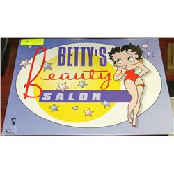 BETTY BOOP "BETTYS BEAUTY SALON" TIN WALL SIGN