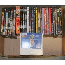 BOX WITH ASSORTED DVD'S AND HOLDER