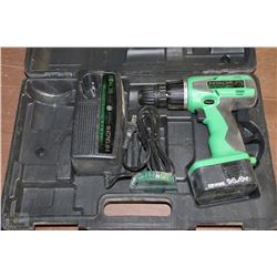 HITACHI 14.4V DRILL, CHARGER AND BATTERY IN CASE