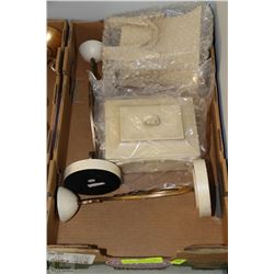 TRAY WITH MATCHING CANDLE HOLDERS,VASE & JEWELLERY