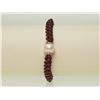Image 2 : #1-STERLING SILVER  PEARL  GARNET  BRACELET