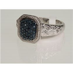 #7-STERLING SILVER DIAMOND  RING WITH 49 DIAMONDS
