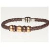 Image 1 : #9-STAINLESS STEEL BROWN LEATHER  BRACELET