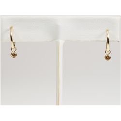 #26-14KT GOLD CHAMPAGNE DIAMOND EARRINGS  (0.27CT)