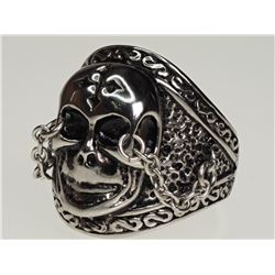#35-STERLING SILVER MEN'S SKULL RING SIZE 10