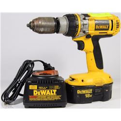 DEWALT 18V CORDLESS DRILL WITH CHARGER & BATTERY