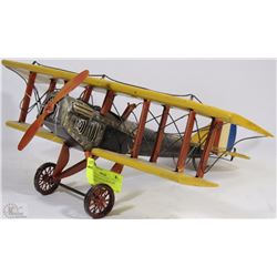 DECORATIVE METAL BI PLANE ORNAMENT 17"WIDE