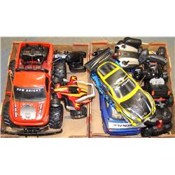 2 FLATS OF RC CARS,TRUCKS AND REMOTES