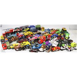 FLAT OF 50+ ASSORTED HOTWHEELS CARS AND MORE