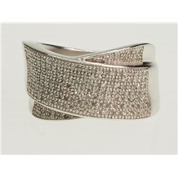 #23-STERLING SILVER DIAMOND (0.65CT) RING.