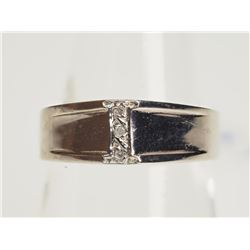 #42-10K WHITE GOLD DIAMOND INITIAL "I" RING.