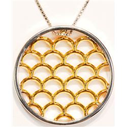 #50-STERLING SILVER CIRCLE GRID PENDANT WITH